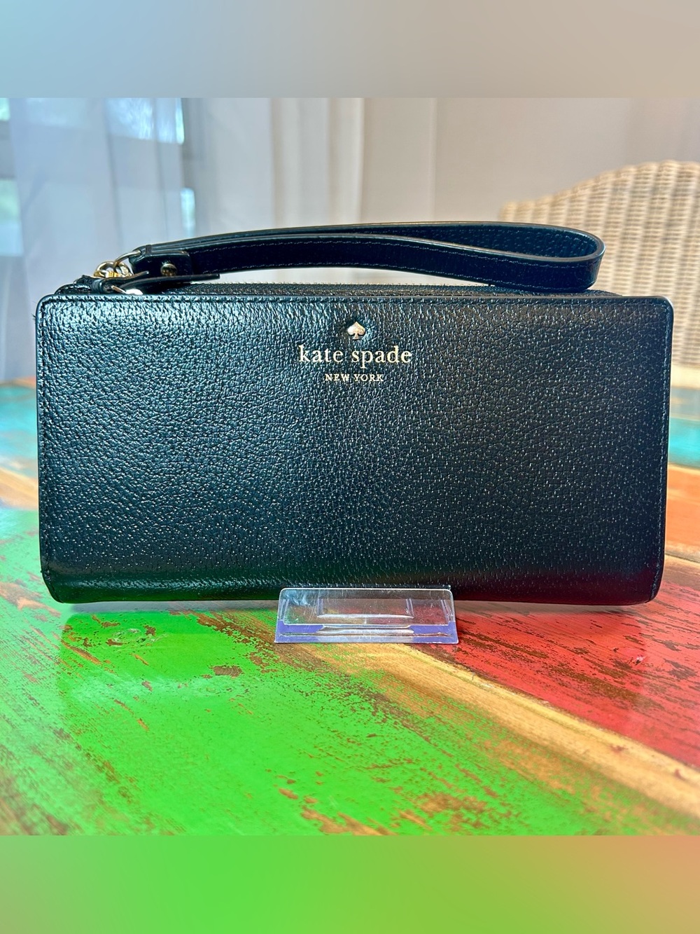 kate spade Black Grand Street Layton Leather Wallet Wristlet EUC Retired